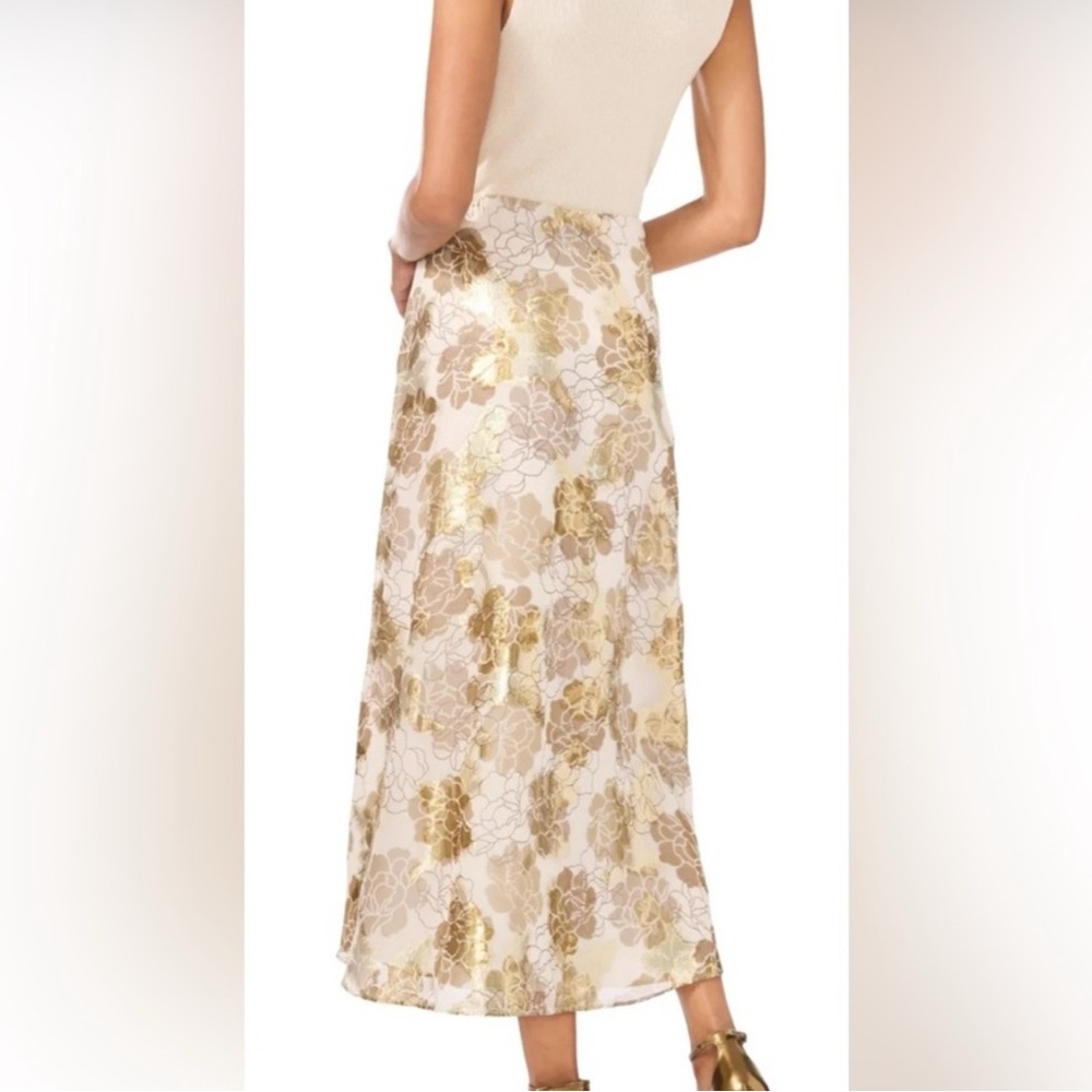 NWT Vince Camuto szXL Women's Metallic Print A-Line Midi Skirt in TurtleDove…